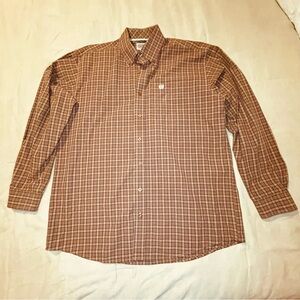 Cinch Shirt Men's M Brown Plaid Long Sleeve Button Western Cowboy Rodeo